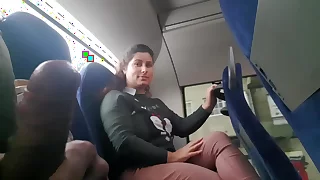 Exhibitionist seduces Milf to Suck & Creepy-crawly his Dick in Bus